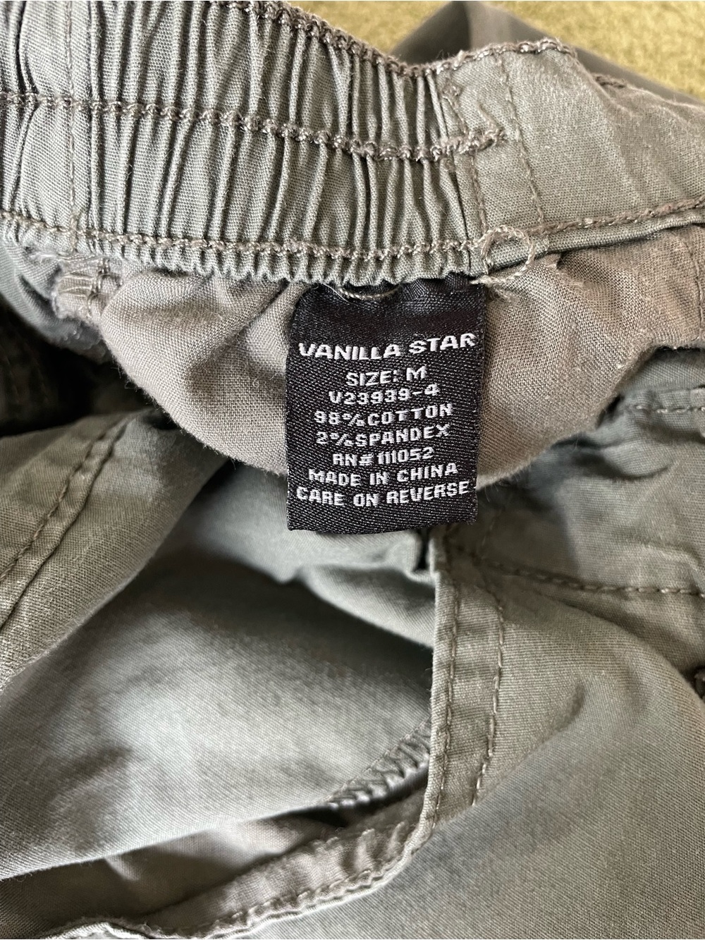 Vanilla Star Olive Green Cargo Pants Utility Parachute Wide Leg Size M Army Y2K - Picture 4 of 8